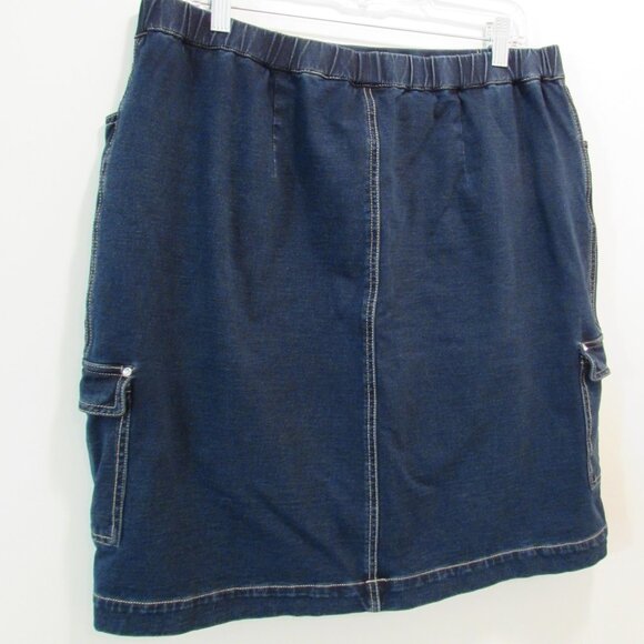 Quacker Factory Dreamjeannes Pull On Cargo Pocket Skort with Rhinestone Large - Picture 5 of 16